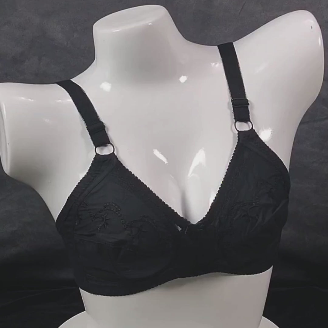 Load video: Cotton Embroidery Bra